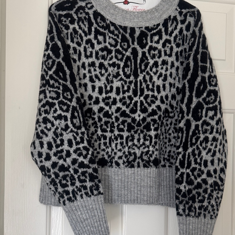 Truth Black and Gray Leopard Print Sweater